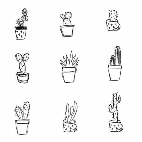 Тату Кактус эскизы