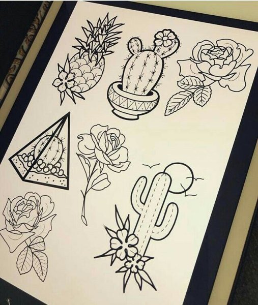 Наклейки черно белые кактусы