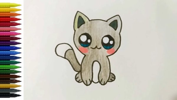 Нарисовать котенка фломастером