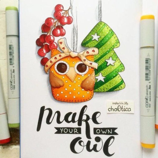 Рисунки на новый год фломастерами