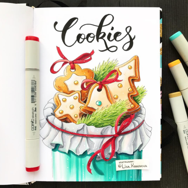 Новогодние рисунки фломастерами