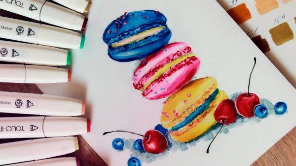 Рисунок спиртовыми маркерами легко