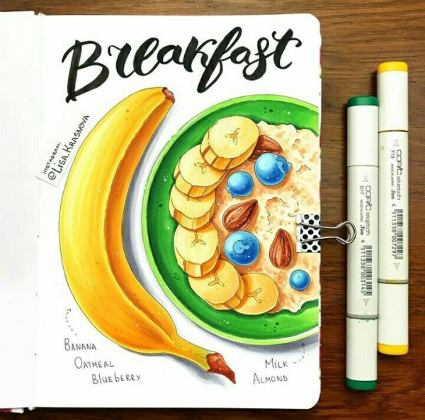 Завтрак скетч маркерами