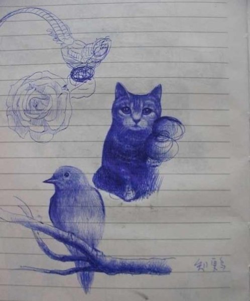 Цветы шариковой ручкой