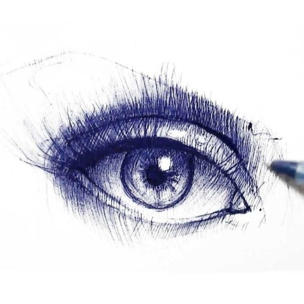 Рисунки синей ручкой