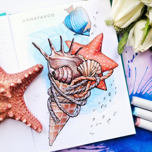 Акварель и цветные карандаши