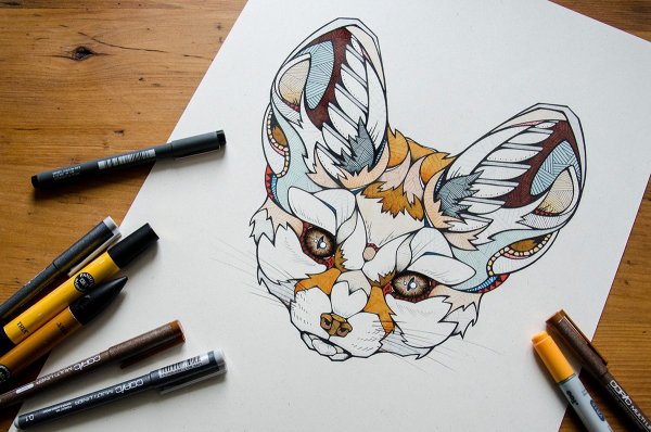 Рисунки фломастерами животные