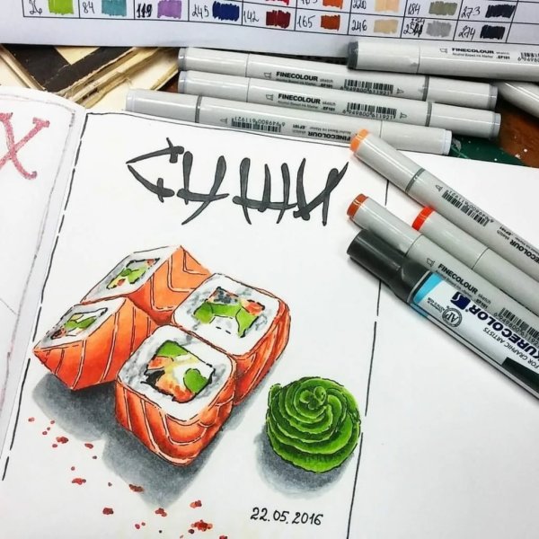 Рисунки маркерами для скетчинга легкие