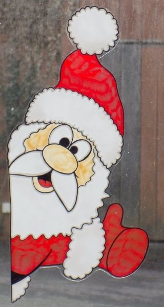 Дед Мороз на окне красками