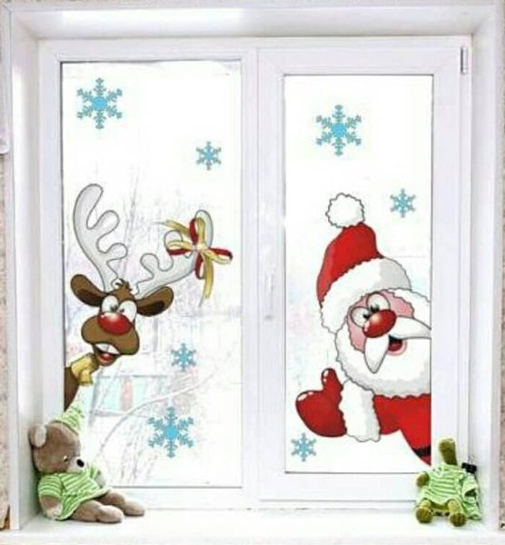 Новогодние рисунки на окнах
