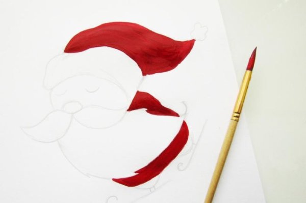 Дед Мороз рисование гуашь