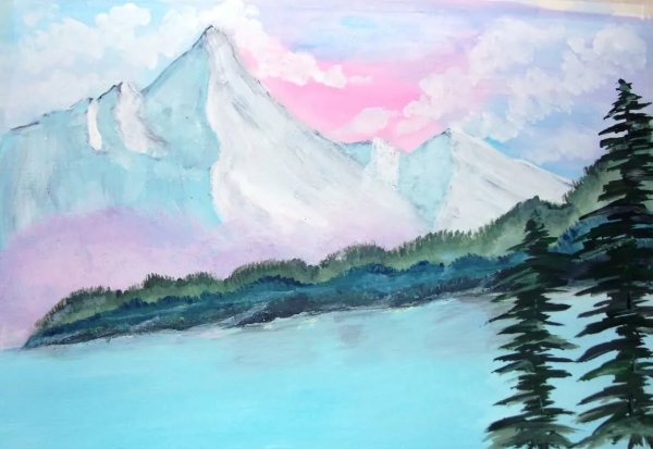 Пейзаж гуашью для начинающих легкие