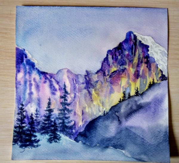 Горы акварелью