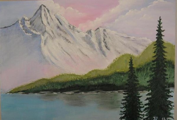 Горы рисунок гуашью