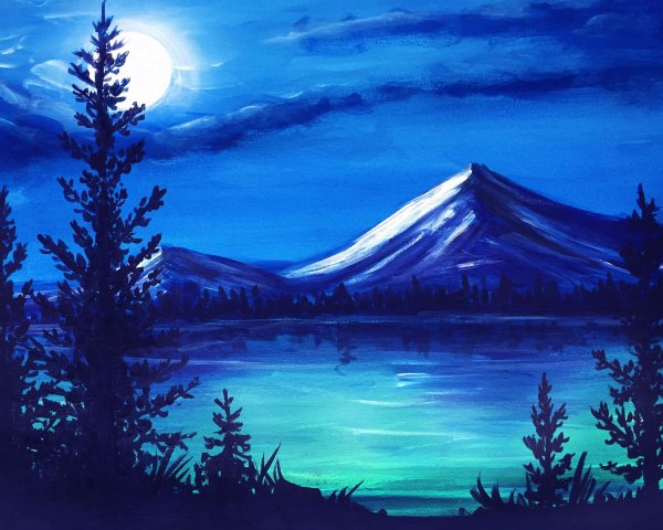 Пейзаж гуашью