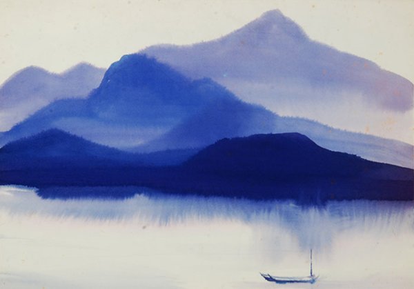 Пейзаж горы акварелью легкие