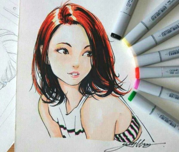 Рисунки девушек фломастерами