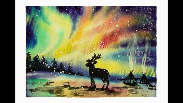 Правополушарное рисование Северное сияние