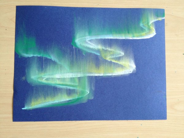 Рисование Северное сияние в подготовительной группе