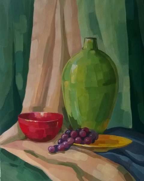 Академический Этюд драпировка гуашь