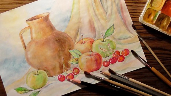 Рисование акварелью натюрморт