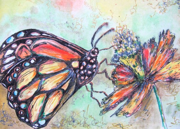 Бабочка гуашью