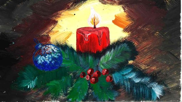 Новый год Рождество гуашь