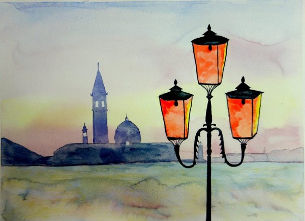 Рисование заката для детей