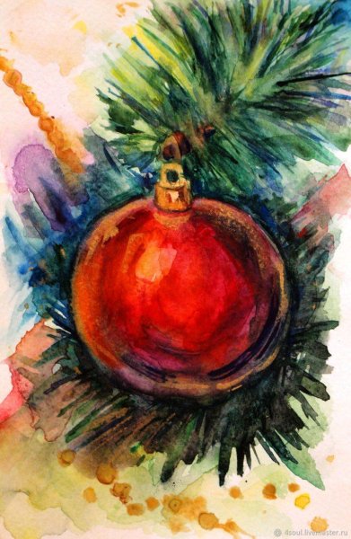 Елечные игршкиакварель