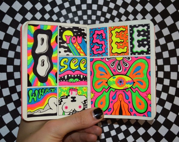 Рисунки фломастерами в стиле хиппи