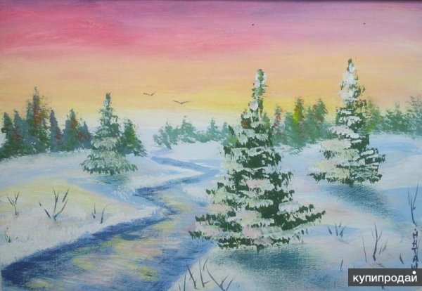 Рисование зимний пейзаж