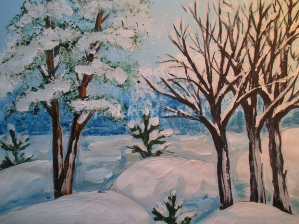Мастер класс зимний пейзаж гуашью