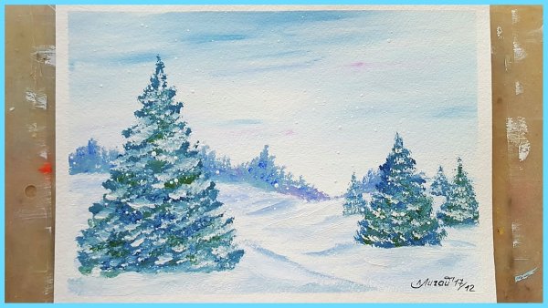 Рисование зимняя елка