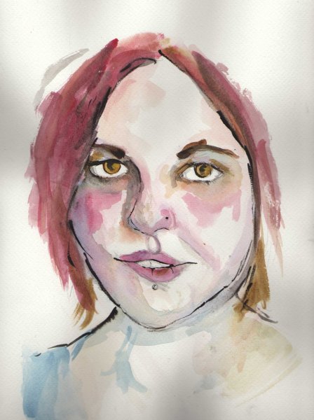 Лицо человека акварелью