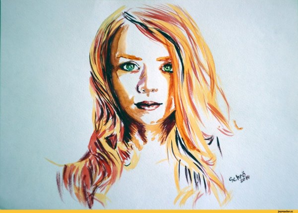 Портрет фломастерами и цветными карандашами