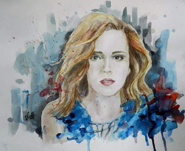 Эмма Уотсон портрет акварелью
