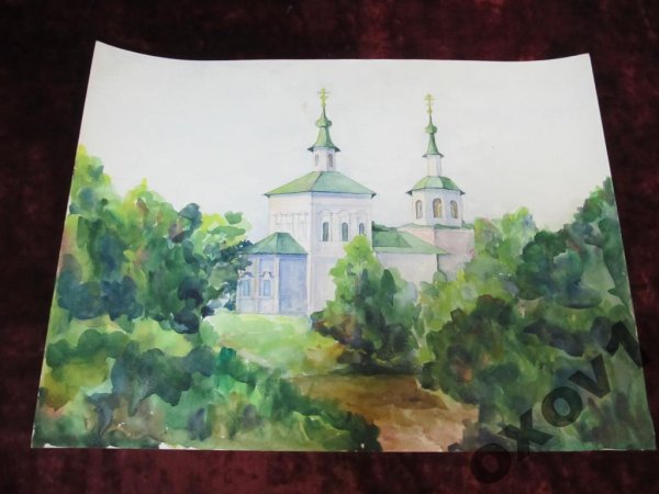 Архитектурный пейзаж гуашью