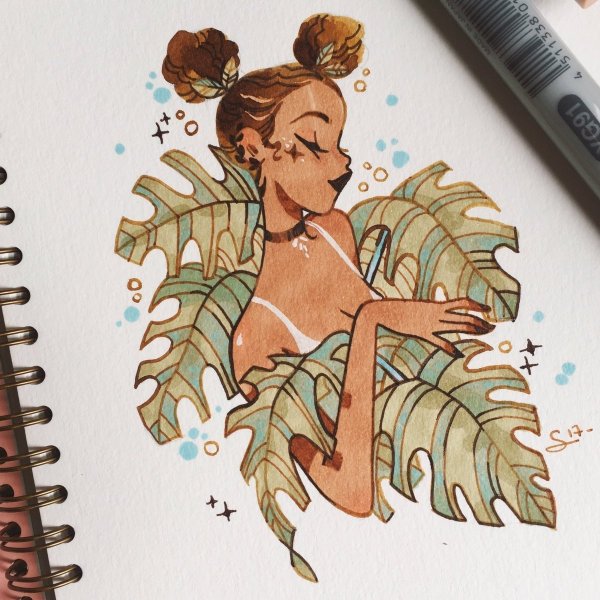 Летние рисунки в скетчбуке