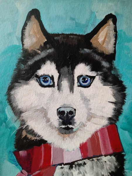 Рисунки собак гуашью