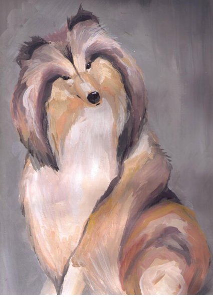 Собака гуашью