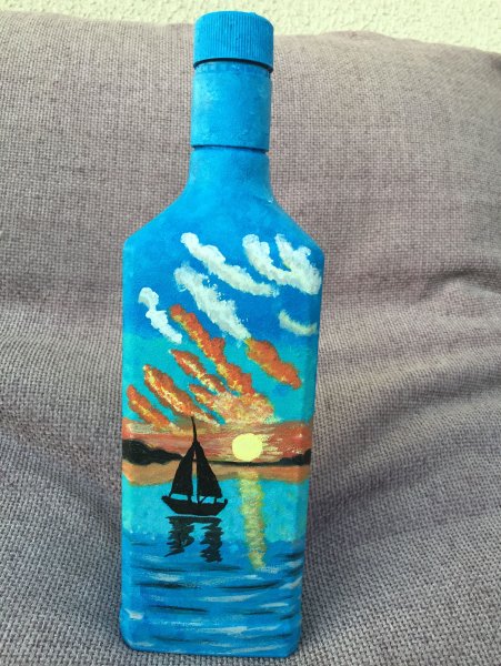 Бутылка расписанная акрилом