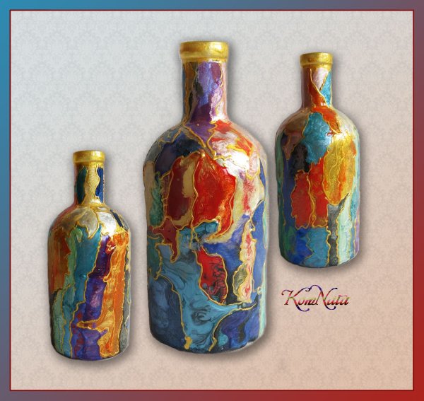 Бутылка акварелью