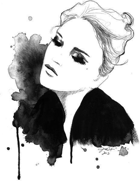 Фэшн иллюстрация тушью