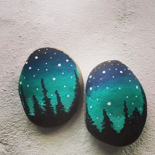 Камни Раскрашенные гуашью