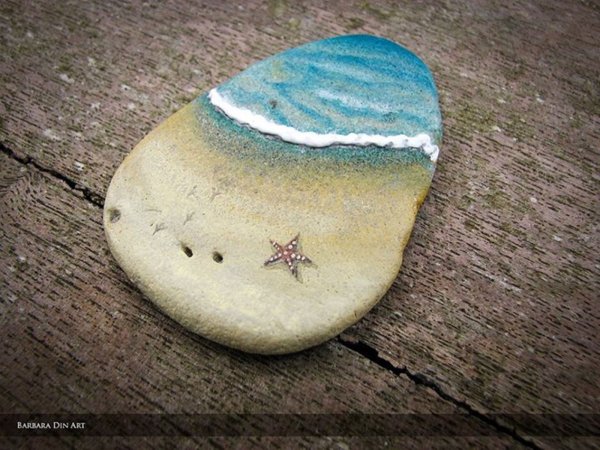 Роспись камней пляж