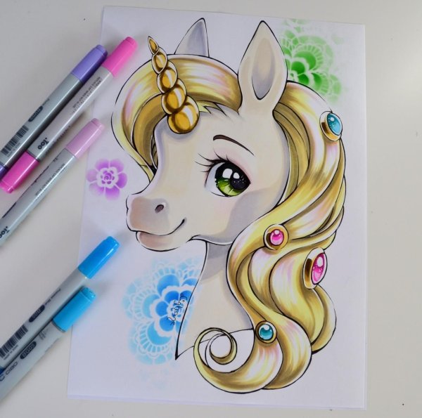 Единорог рисунок легкий фломастером