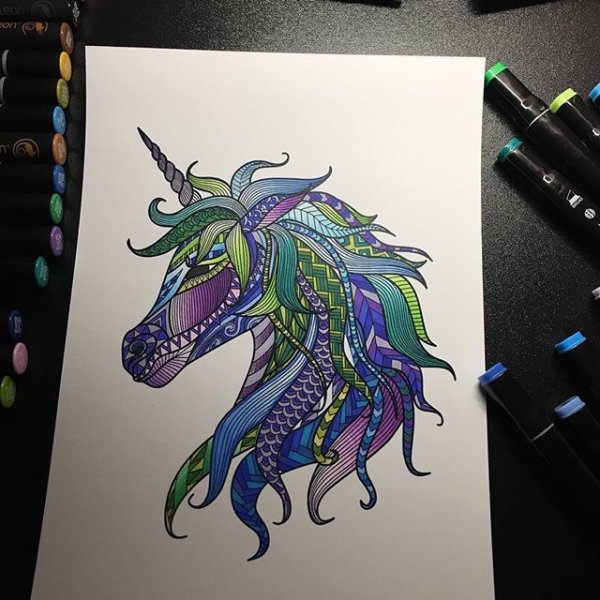 Рисунки для срисовки Единорог легкие