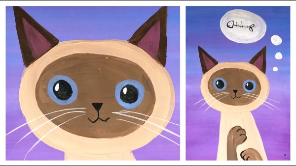 Рисование кота гуашью для детей