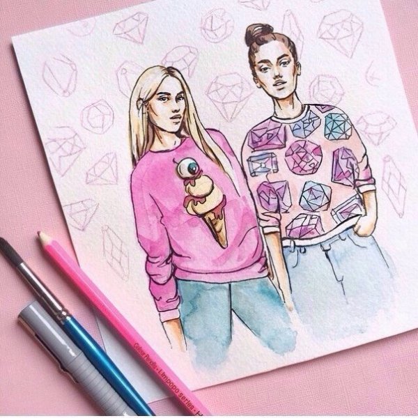Рисунки подруги карандашом для срисовки