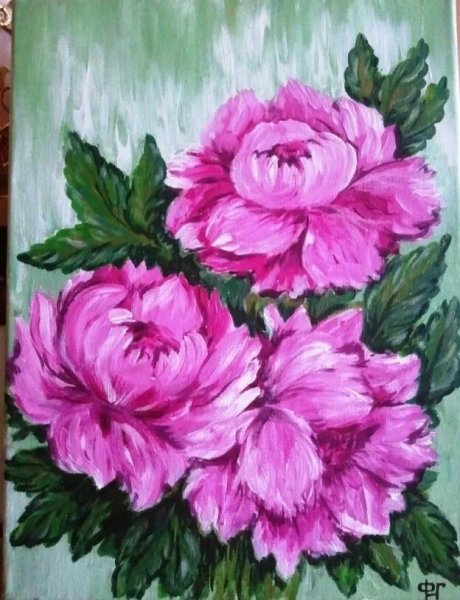 Пионы гуашью